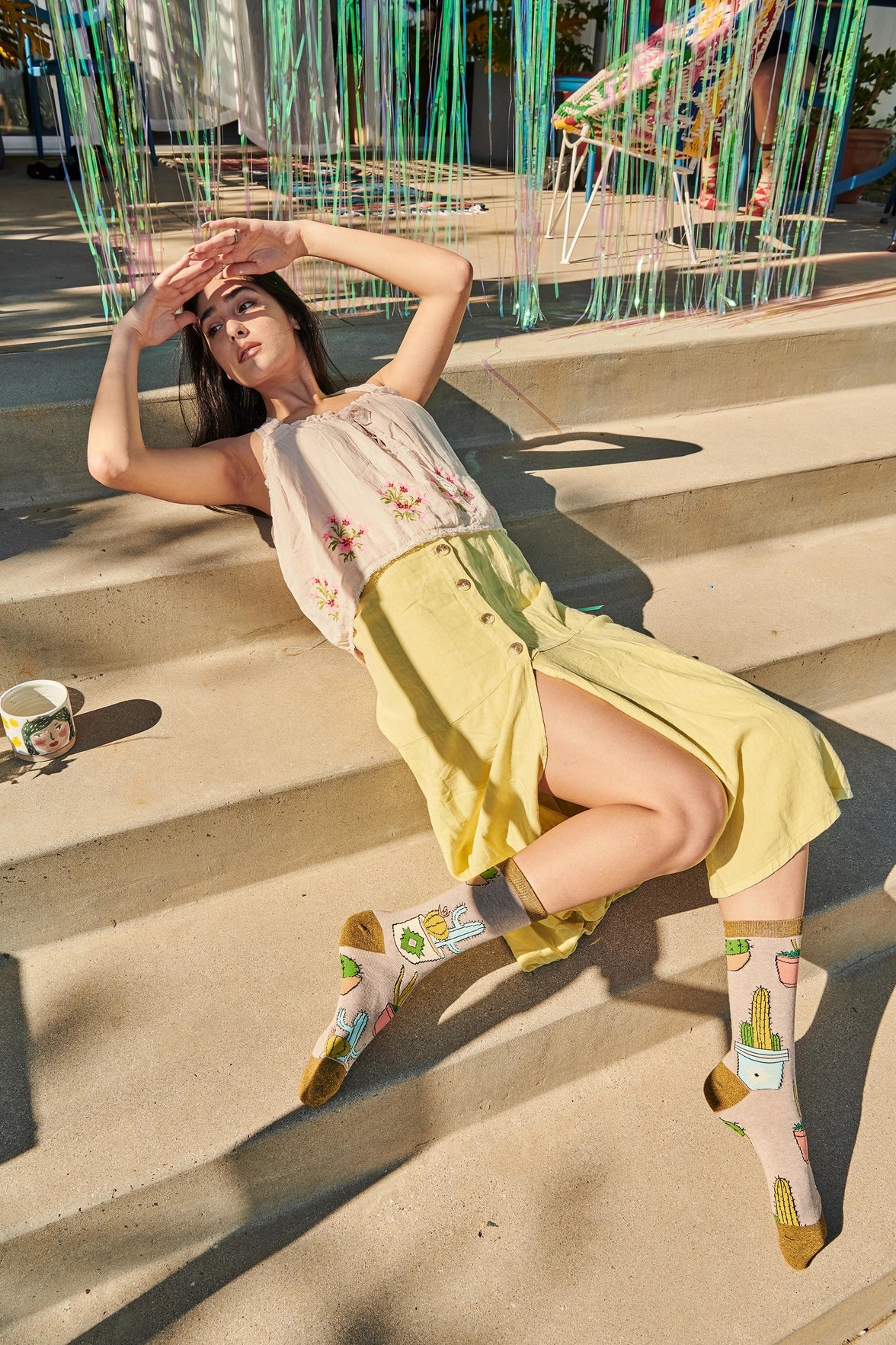 Oooh Yeah Socks - Cactus Hugs | Women's Premium Cotton Crew Dress Socks
