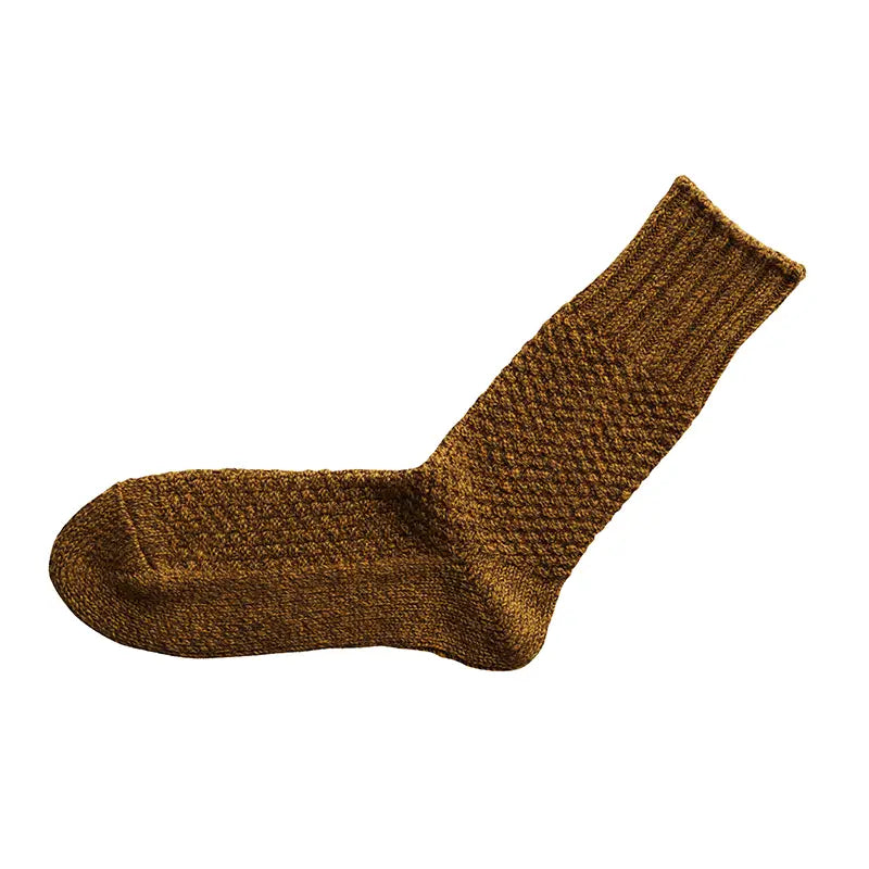 NISHIGUCHI KUTSUSHITA - NK0701 Wool Cotton Boots Socks Mustard S (USM5-7/USW6-8/EUR36-40)