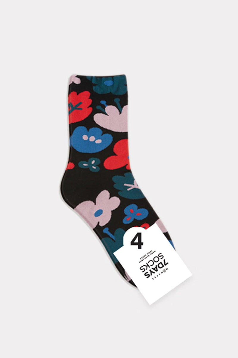7DAYSSOCKS - Women`s Crew Flower Fleur Socks W-L-210-4