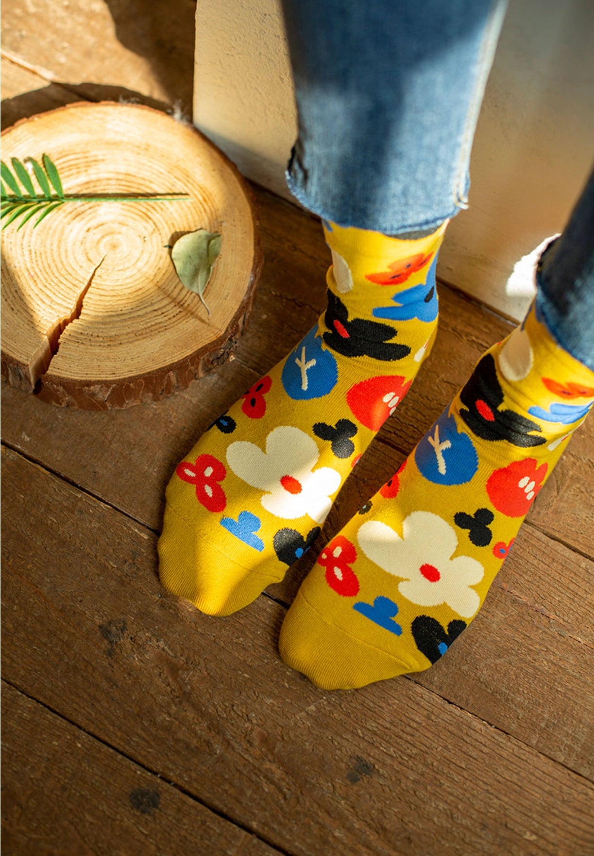 7DAYSSOCKS - Women`s Crew Flower Fleur Socks W-L-210-3