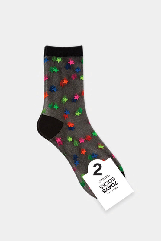 7DAYSSOCKS - Women's Crew See-Through Star Socks W-L-278-2