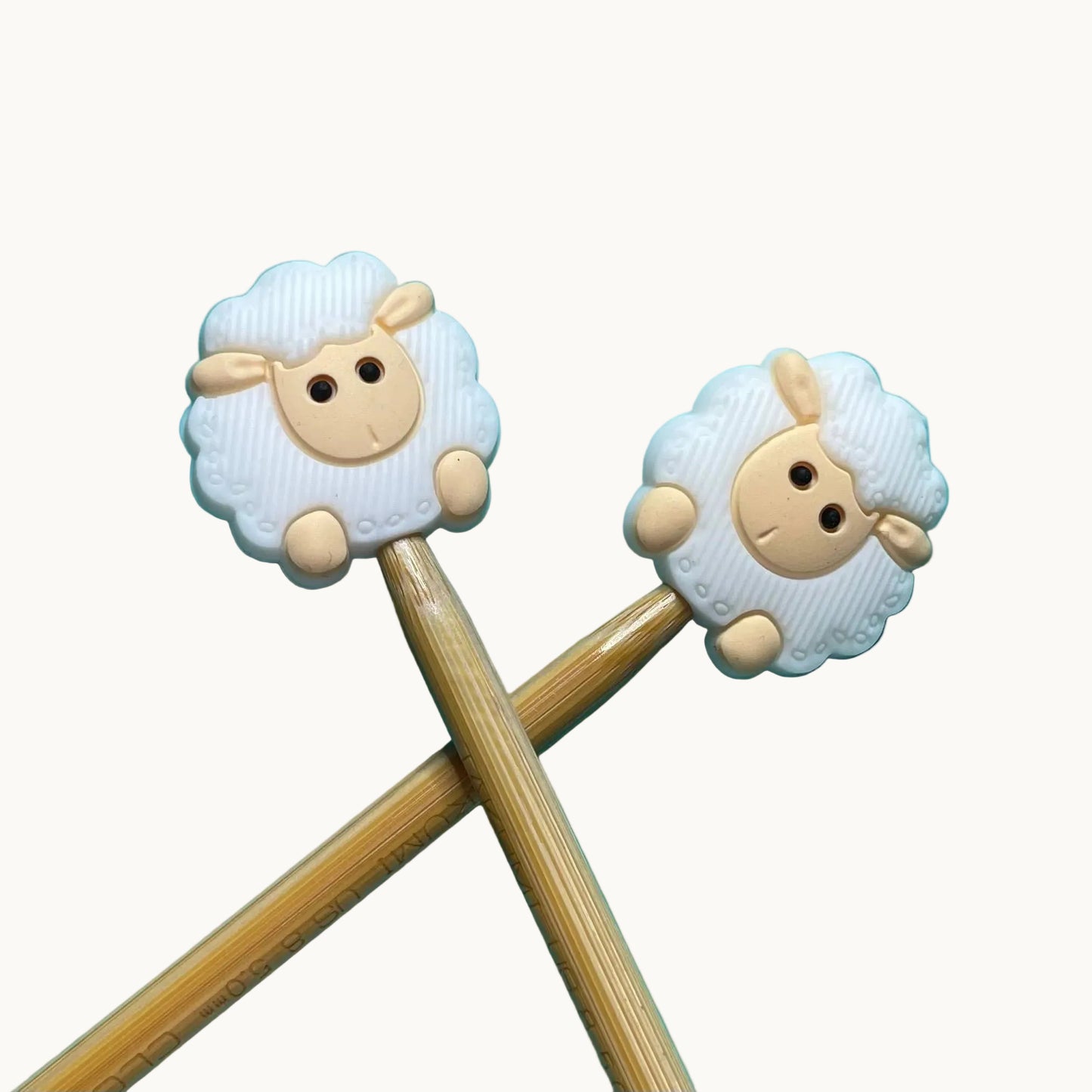 White Sheep Knitting Needle Point Protectors
