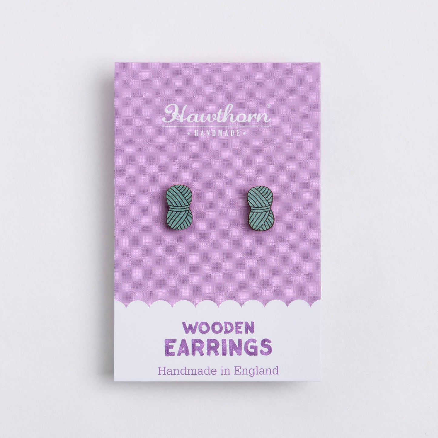 Ball of Yarn Wooden Earrings
