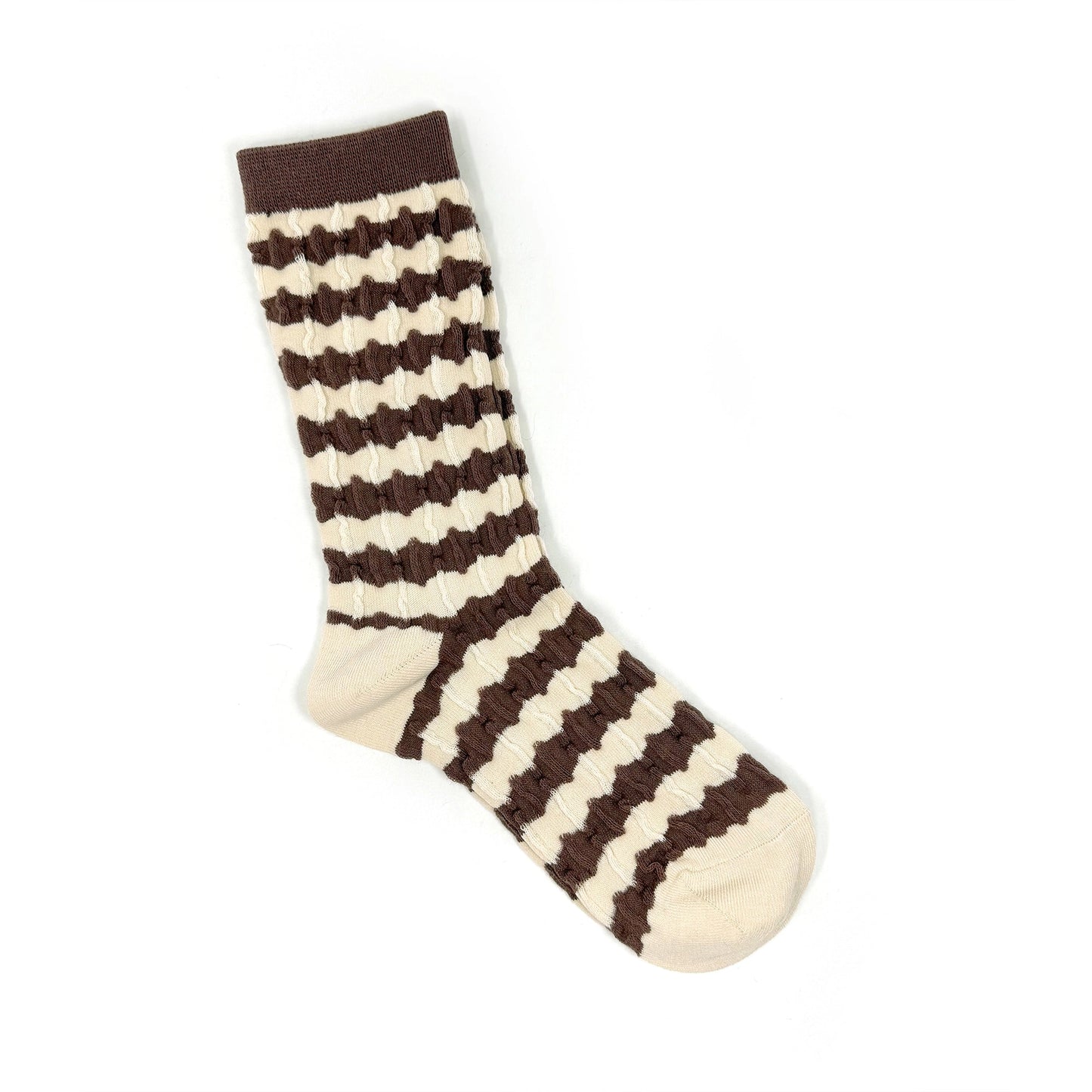 Rainbow Unicorn Birthday Surprise - Striped Ribbed Marcy Crew Socks – Sandy Brown
