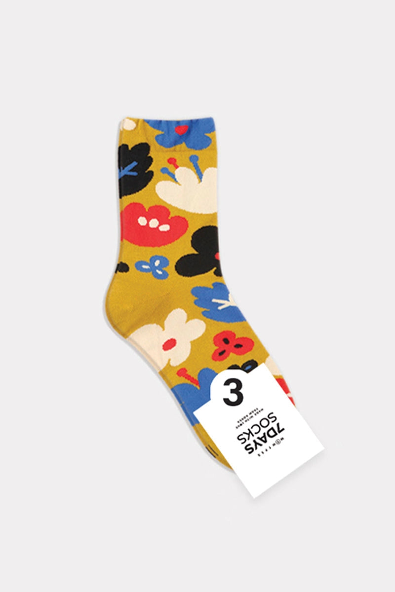 7DAYSSOCKS - Women`s Crew Flower Fleur Socks W-L-210-3