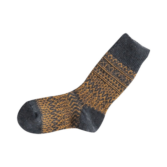 NISHIGUCHI KUTSUSHITA - NK0101 Wool Jacquard Socks Navy S (USM5-7/USW6-8/EUR36-40)