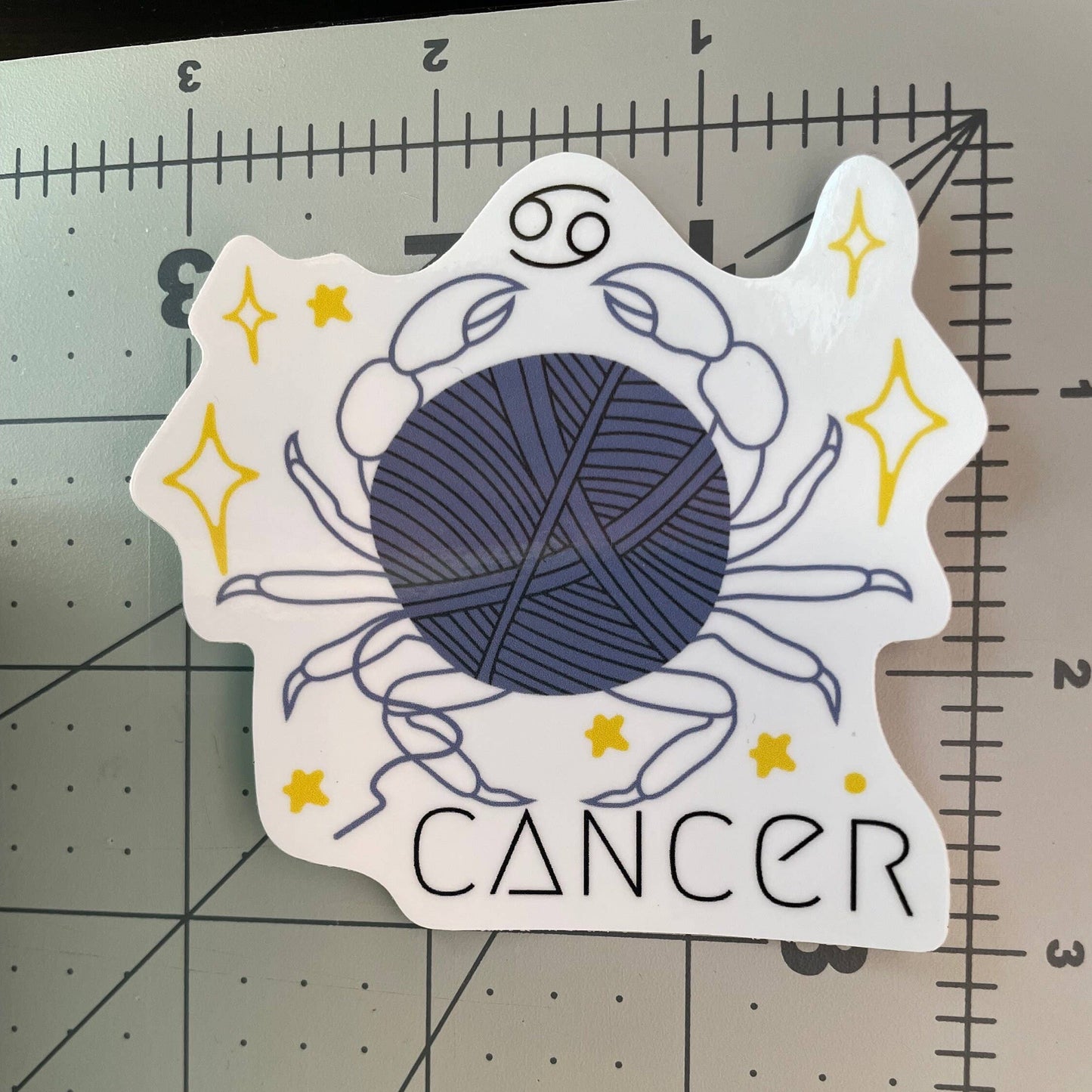 Vinyl Sticker Yarn Zodiac Astrology - Cancer - Crochet Knitt