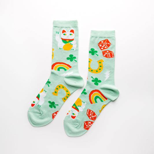 Yellow Owl Workshop - Women's - Women's - Lucky Cat & Clover Crew Socks
