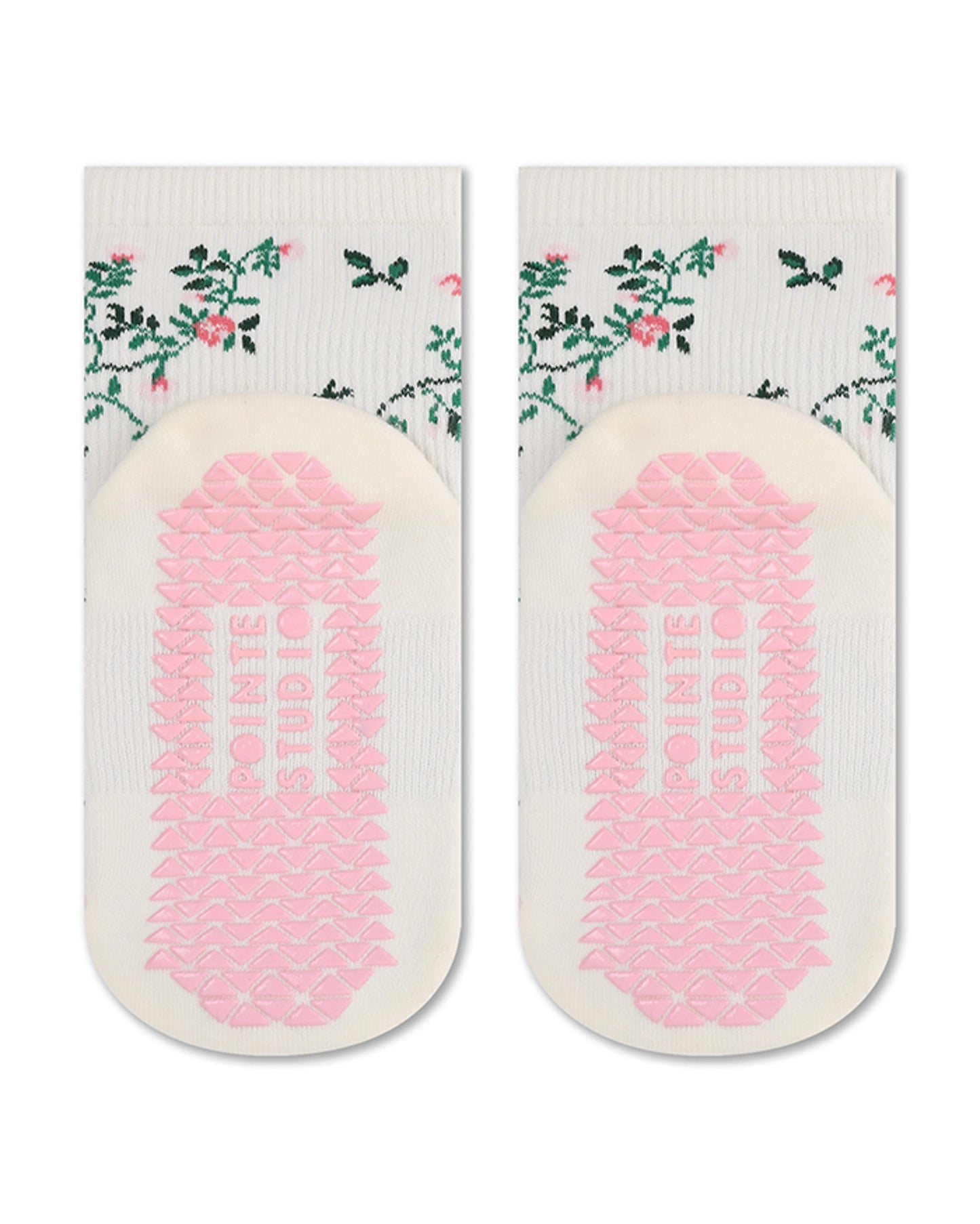 Pointe Studio - Women's Rose Garden Ankle Grip Sock White