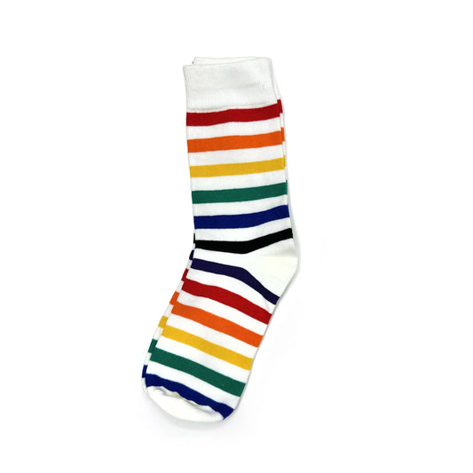 Rainbow Unicorn Birthday Surprise - Hugo Unisex Patterned Socks -Horizontal Rainbow Stripe