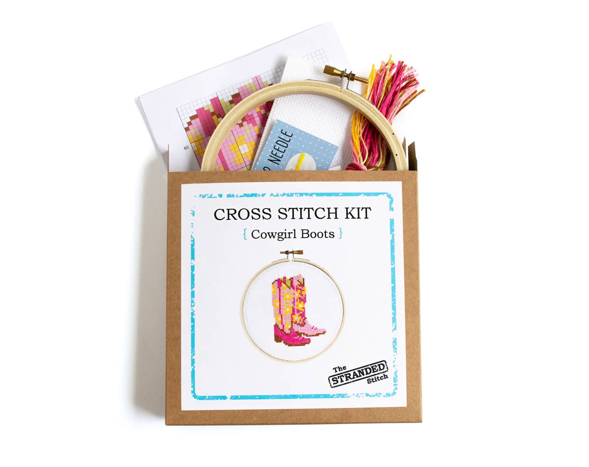Stranded Stitch Cowgirl Boots Cross Stitch Kit
