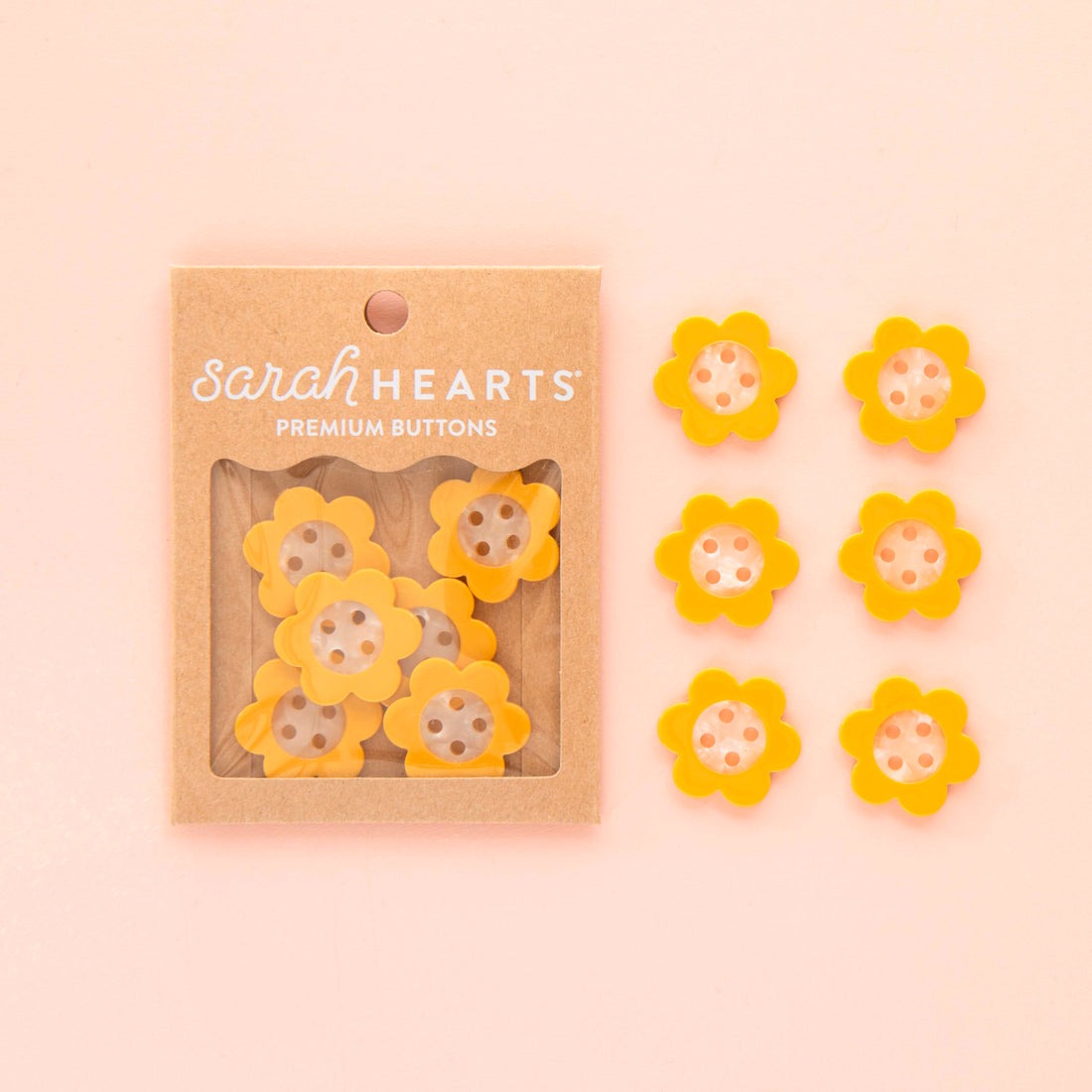 Sarah Hearts Yellow Daisy Button