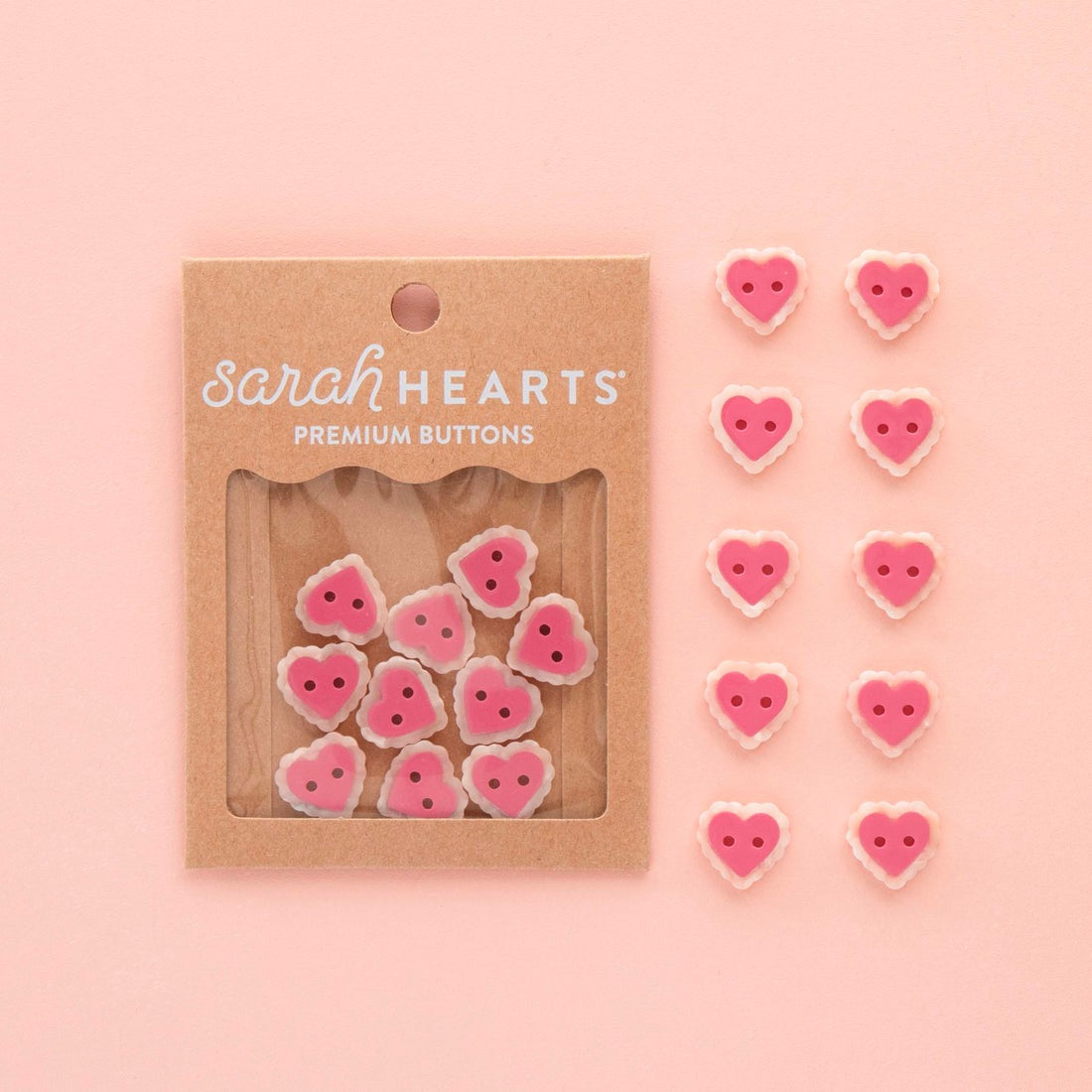 Sarah Hearts Pink Sweet Heart Buttons
