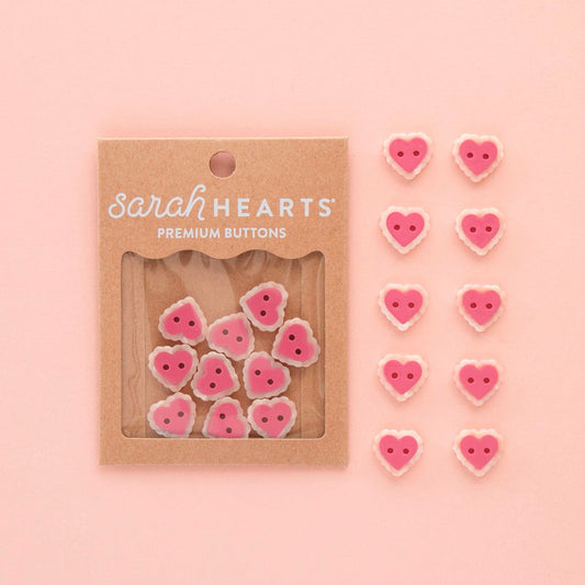 Sarah Hearts Pink Sweet Heart Buttons