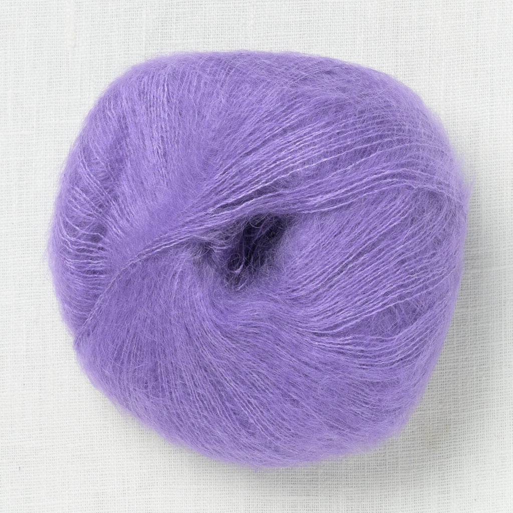 A fluffy ball of amethyst purple yarn.