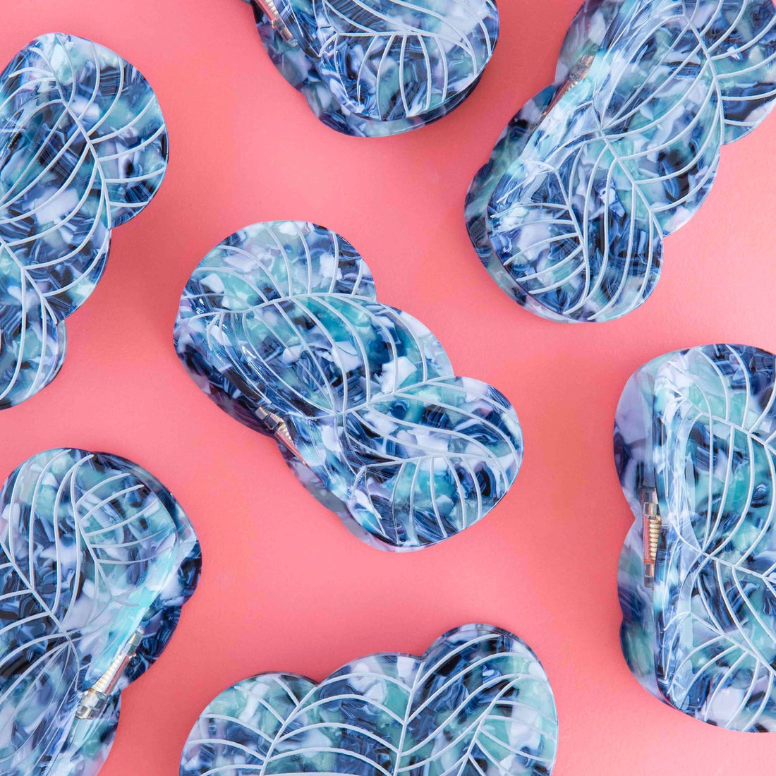 Sarah Hearts Blue Yarn Skein Hair Claw Clip