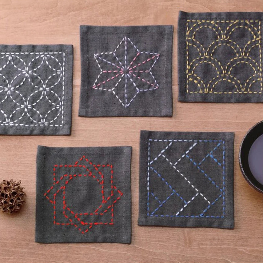 Sashiko Tsumugi Coaster Kit Purple