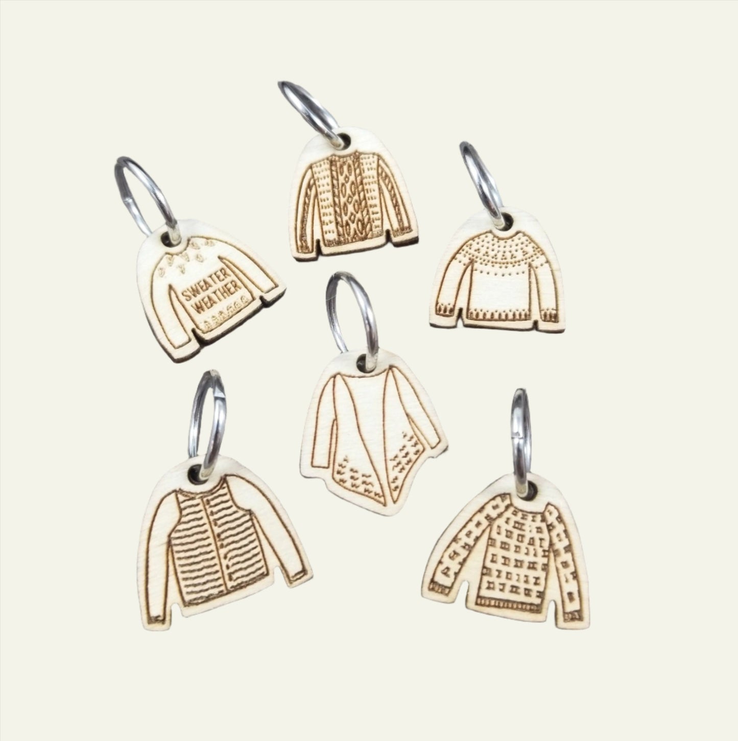 Katrinkles Sweater Stitch Marker Set (ring style)