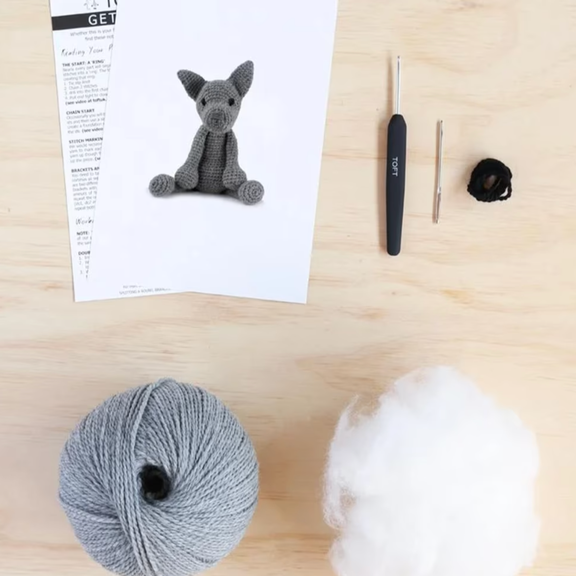 Toft Crochet Kit- Enzo the French Bulldog (Shale)