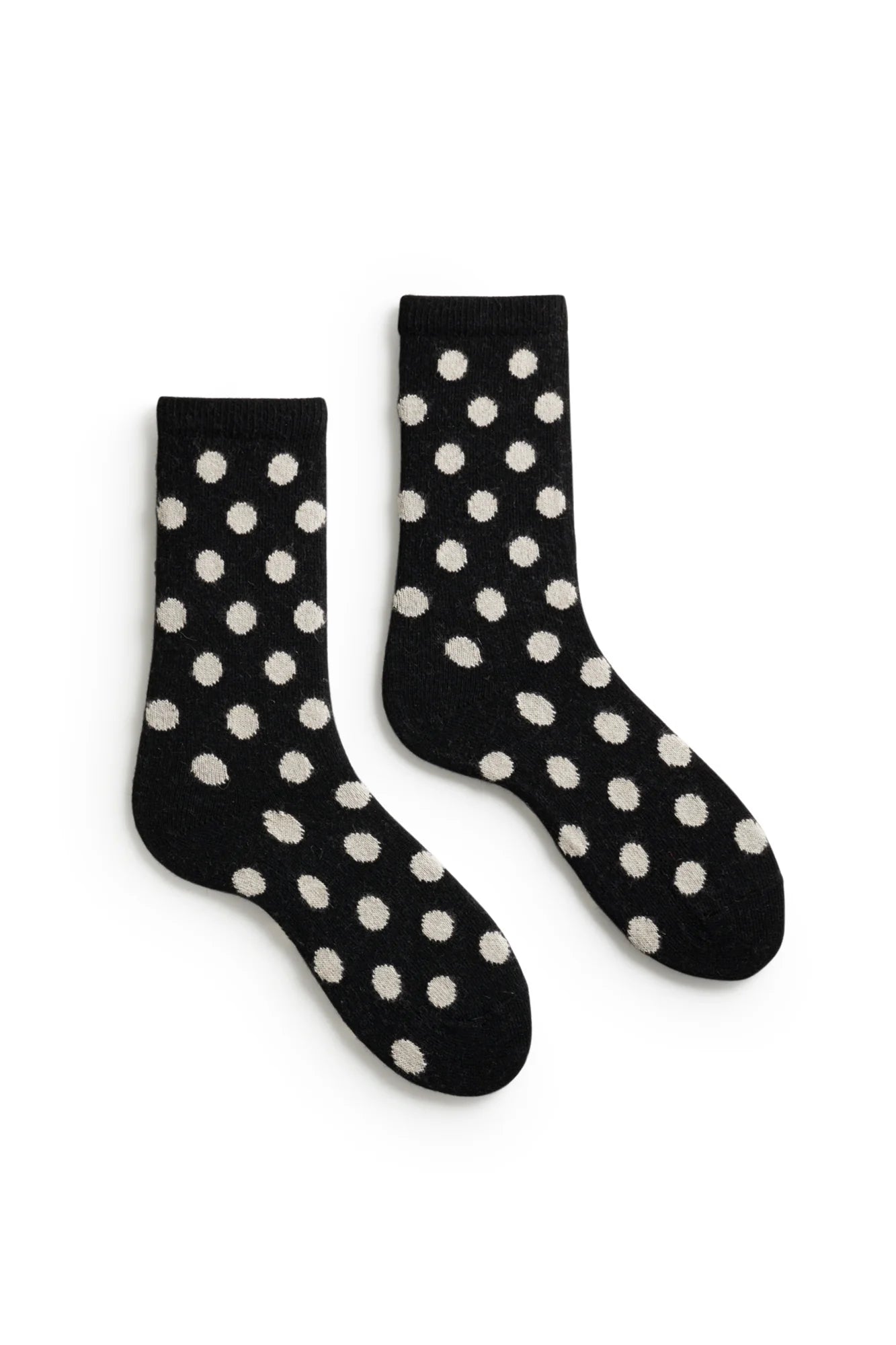 lisa b. - women's dot wool cashmere crew socks - black