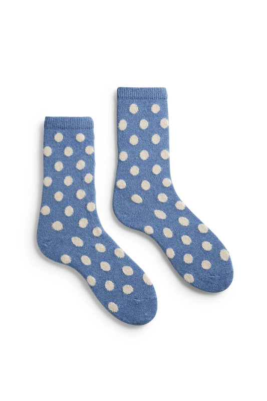 lisa b. - women's dot wool cashmere crew socks - chambray