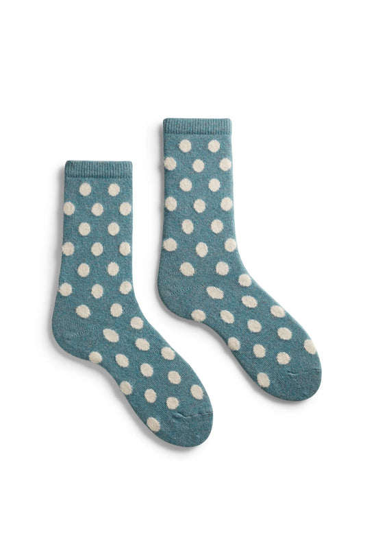 lisa b. - women's dot wool cashmere crew socks - mineral