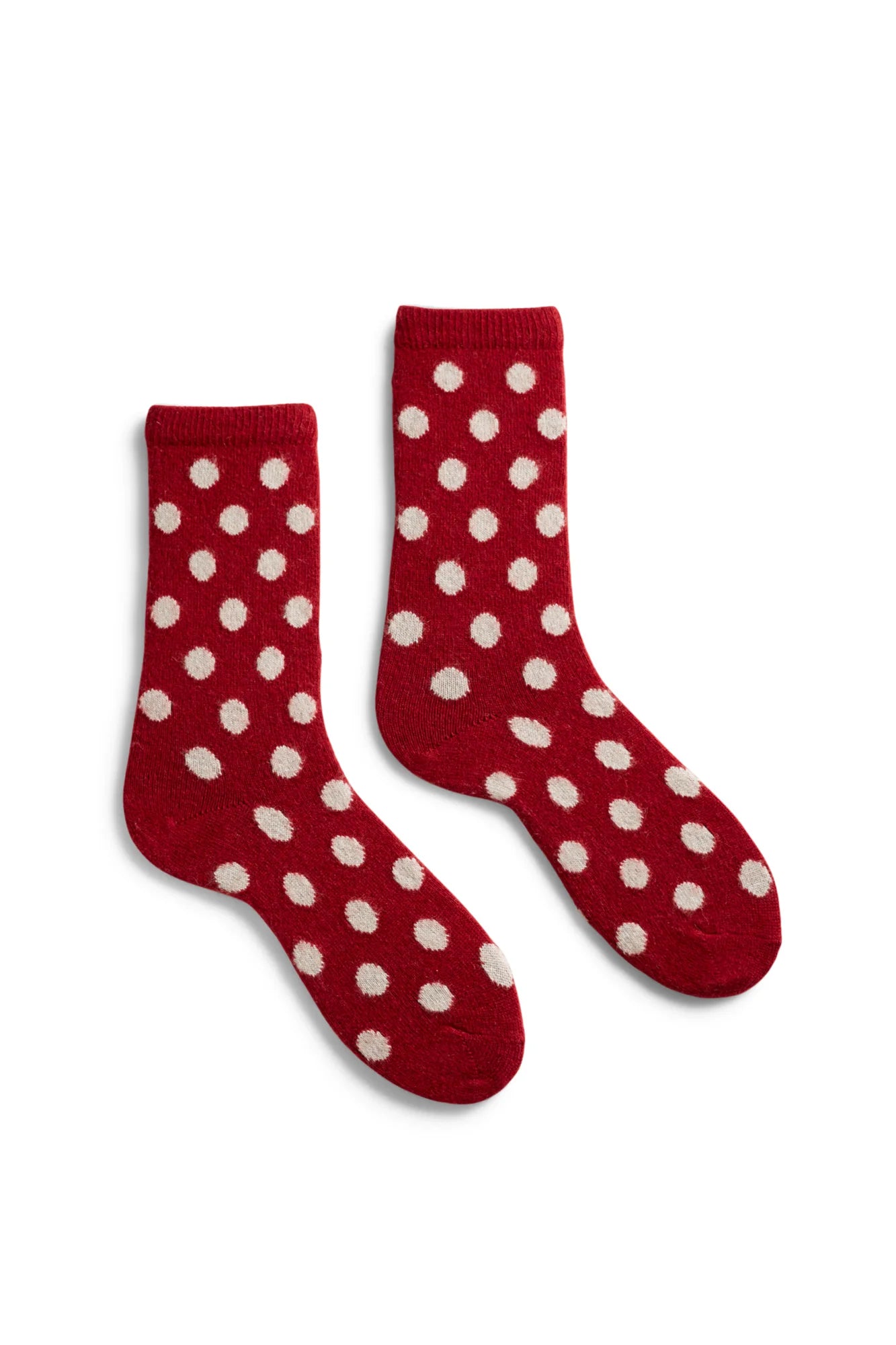lisa b. - women's dot wool cashmere crew socks - red