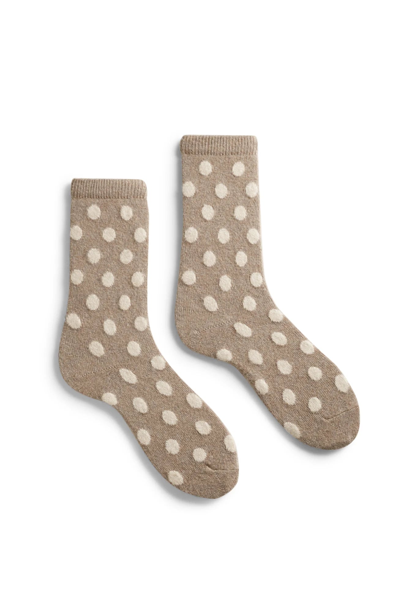 lisa b. - women's dot wool cashmere crew socks - mushroom