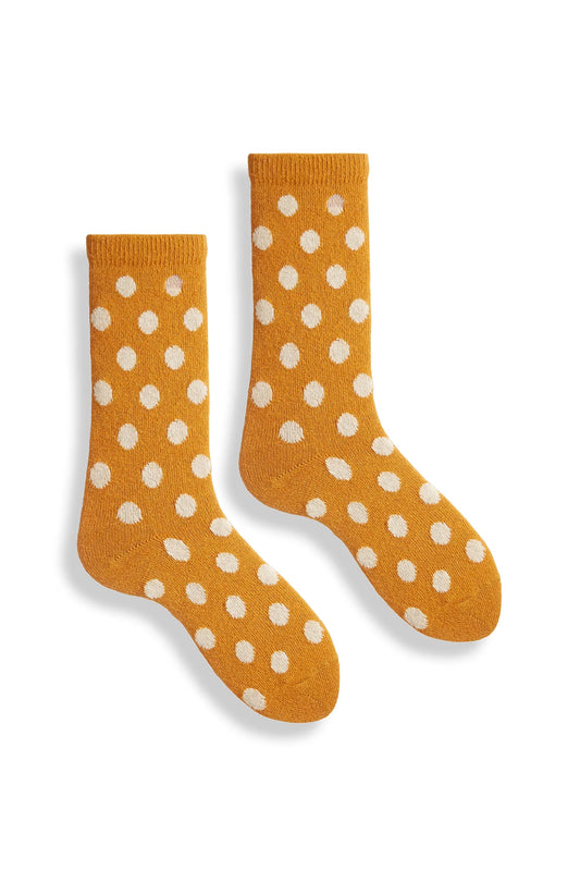 lisa b. - women's dot wool cashmere crew socks - squash