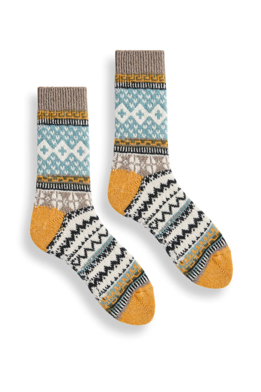 lisa b. - women's new fair isle wool cashmere crew socks - squash