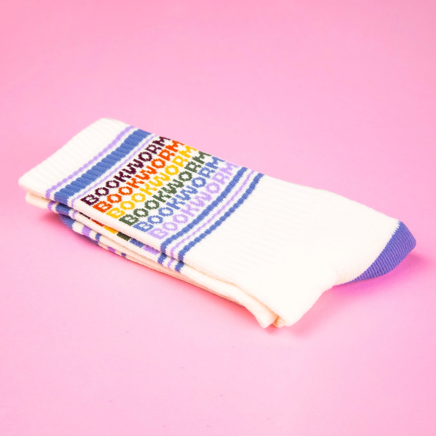 Gumball Poodle - Bookworm - Vintage Rainbow repeat Gym Crew Socks