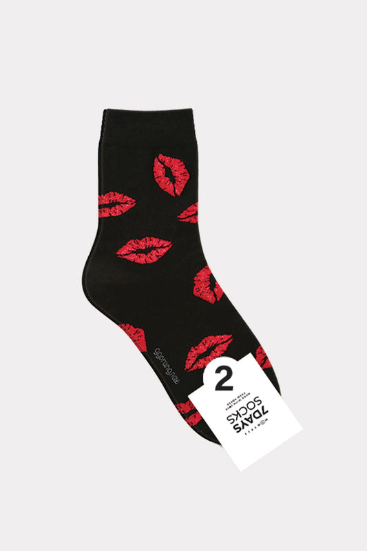 7DAYSSOCKS - Women's Crew Kiss Socks W-L-148-2