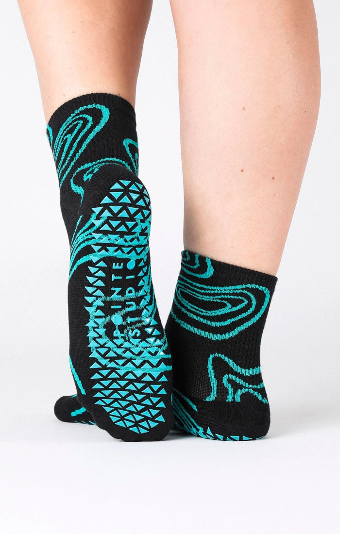 Pointe Studio - Women's Topo Ankle Grip Sock Black Teal