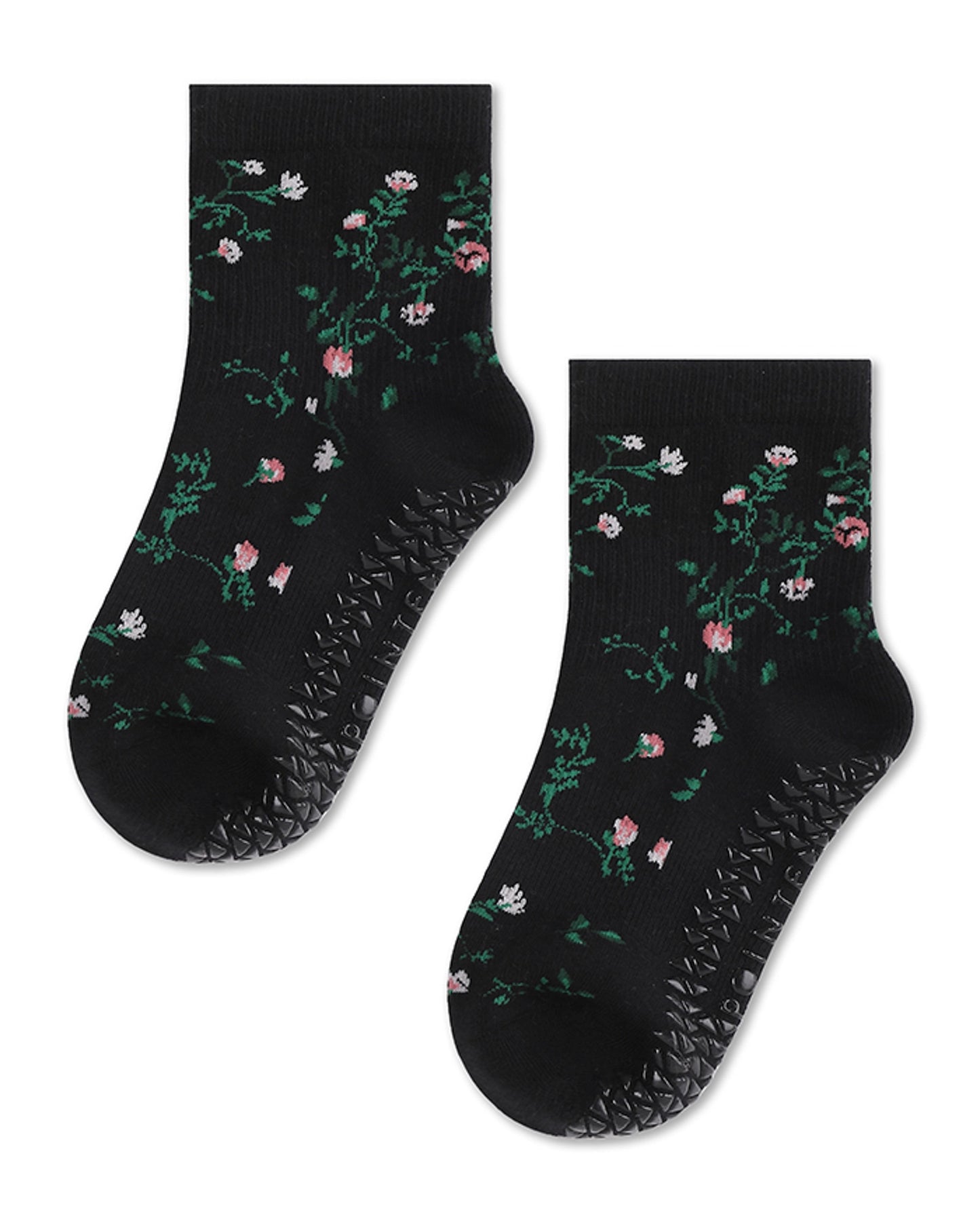 Pointe Studio - Women's Rose Garden Ankle Grip Sock Black