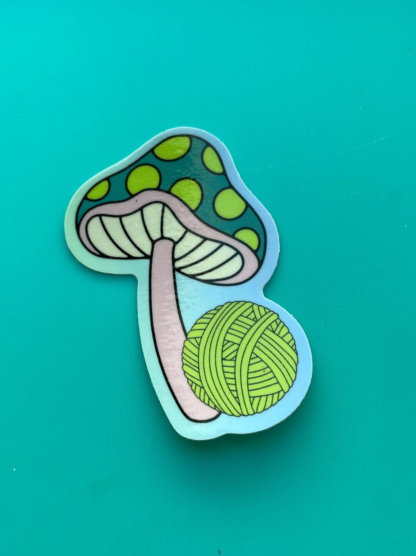 Vinyl Sticker - Mushroom Yarn Ball Spore - Crochet Knitting