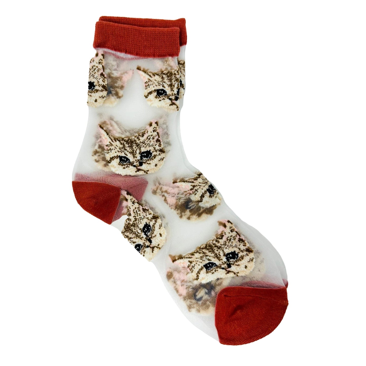 Rainbow Unicorn Birthday Surprise - Cat Mesh Socks - Red