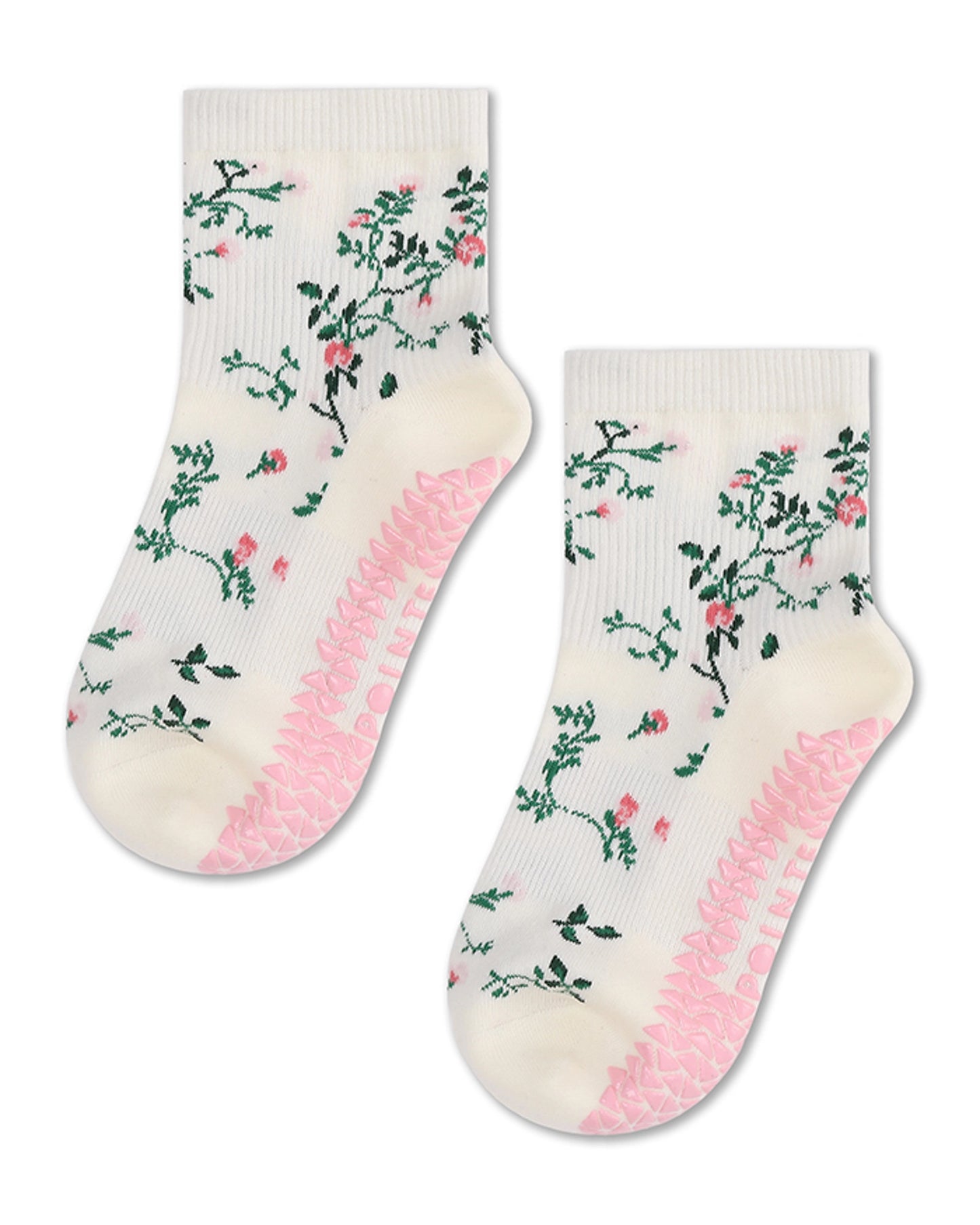 Pointe Studio - Women's Rose Garden Ankle Grip Sock White