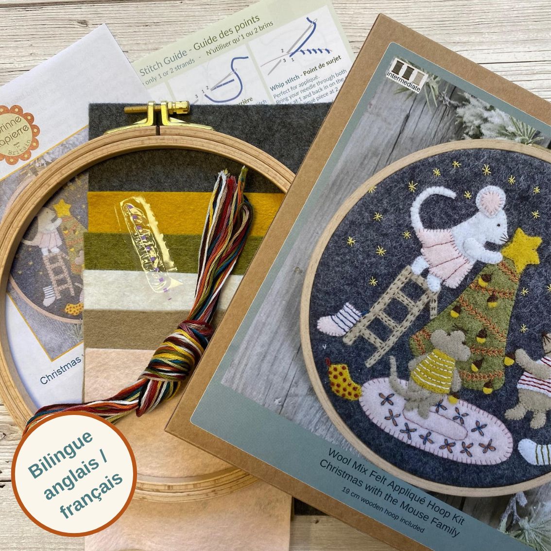 Corinne Lapierre Christmas with the Mouse Family Appliqué Hoop Craft Kit