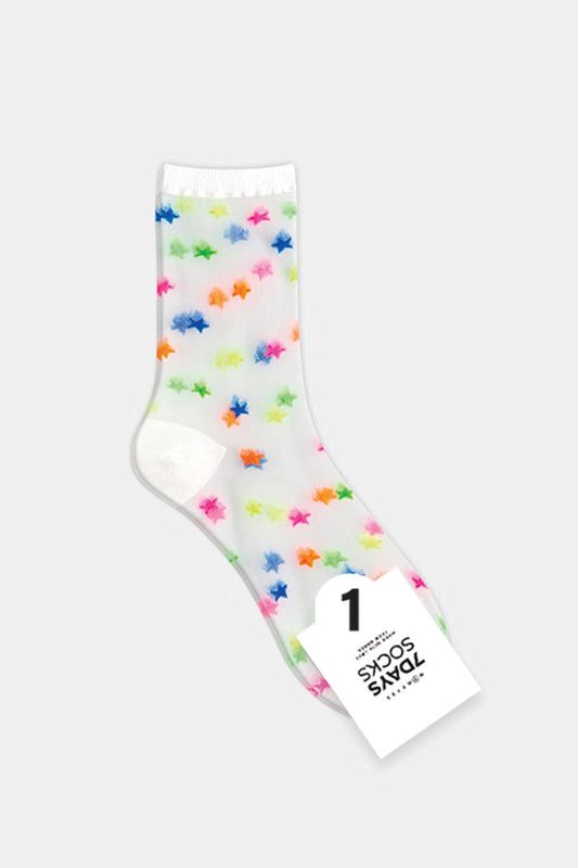 7DAYSSOCKS - Women's Crew See-Through Star Socks W-L-278-1