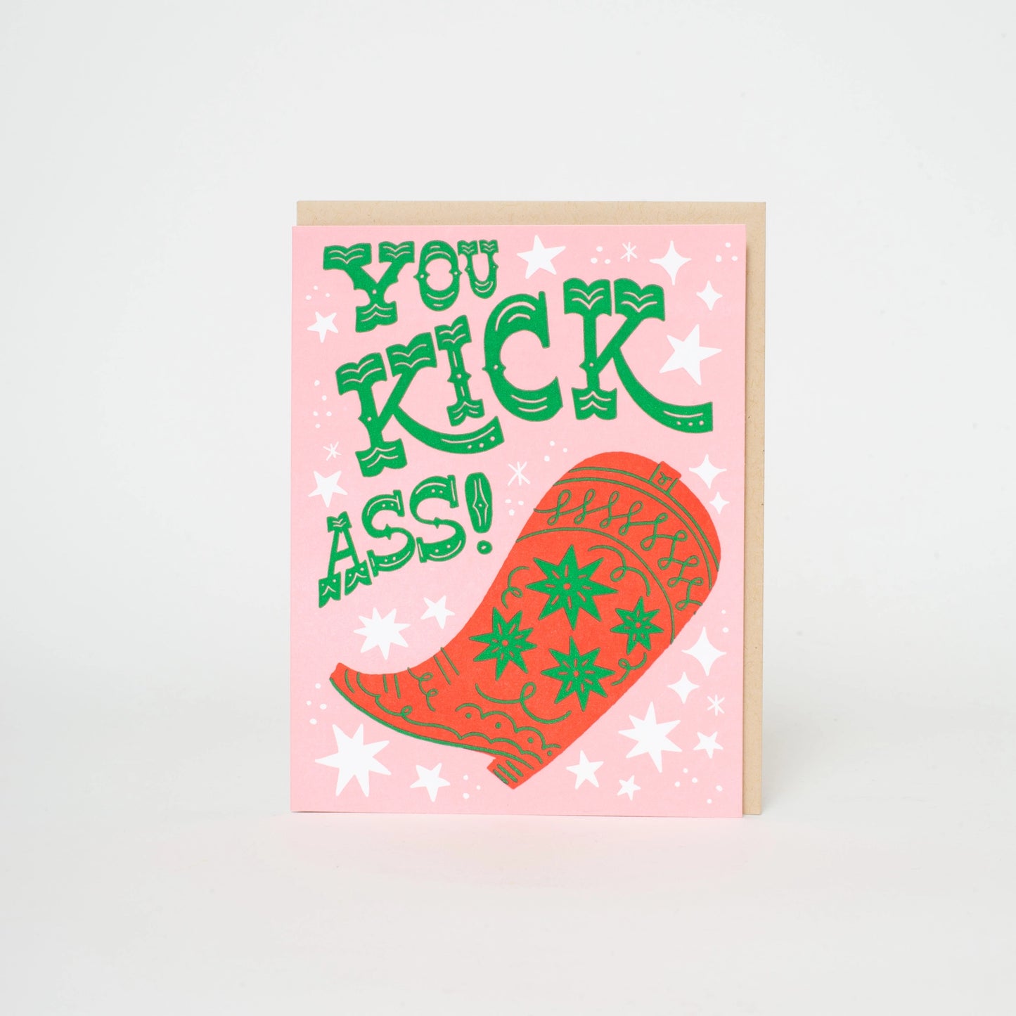 Kick Ass Cowboy Boot Letterpress Card