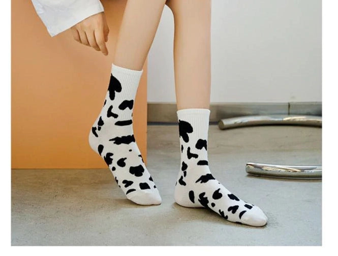 Rainbow Unicorn Birthday Surprise - Cow Print Socks