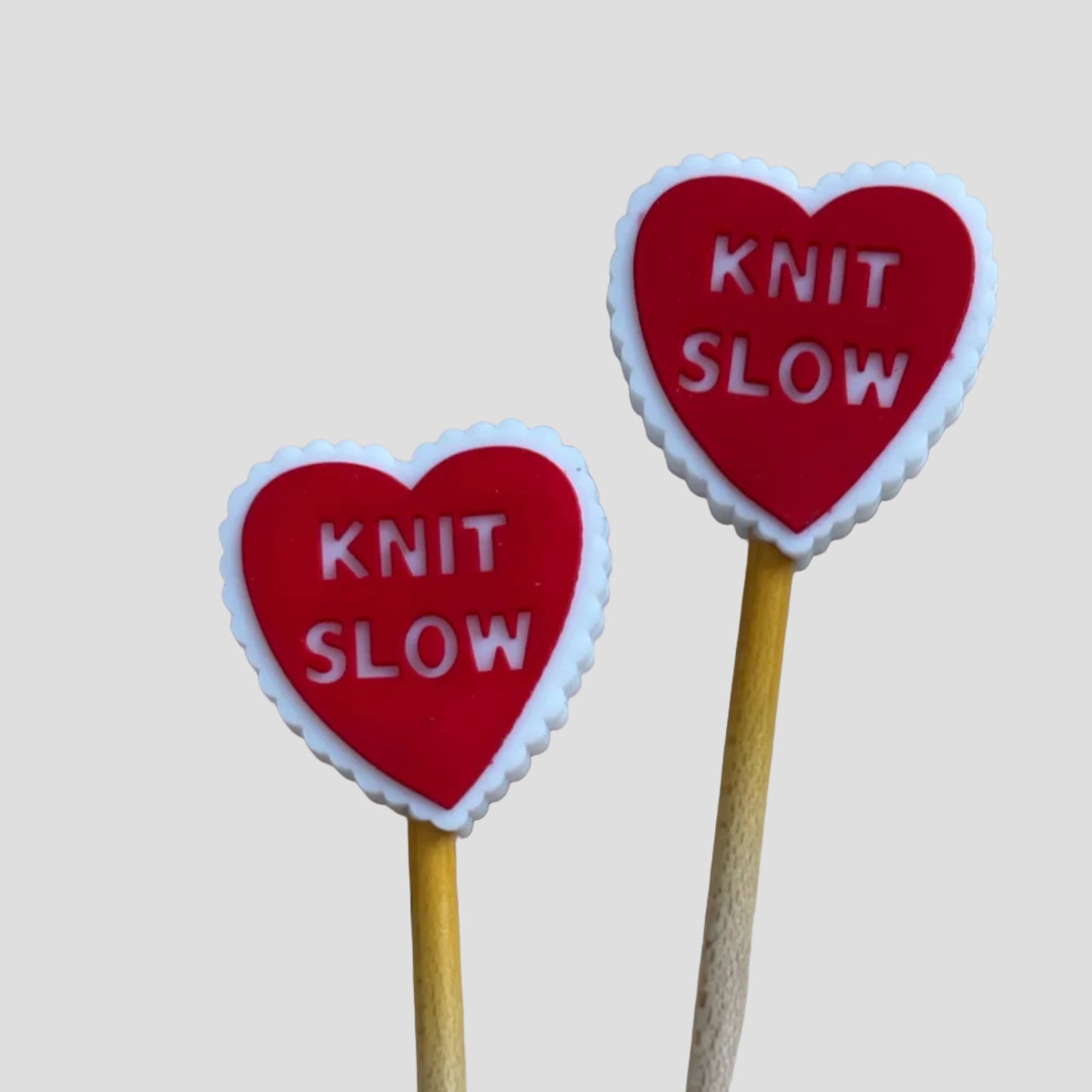 Knit Slow Heart Knitting Needle Point Protectors
