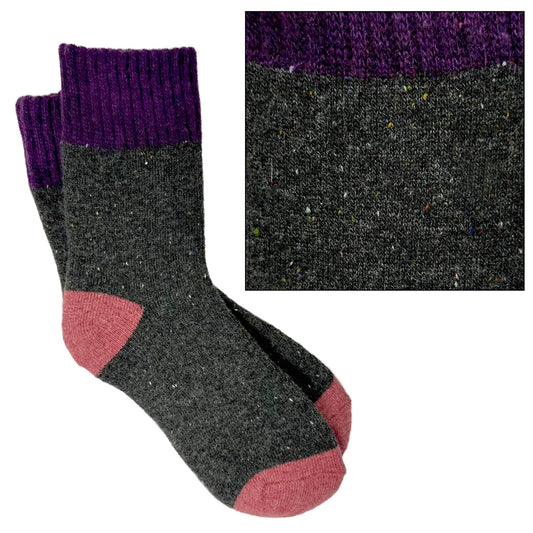 Rainbow Unicorn Birthday Surprise - Camila Cozy Knit Socks - Purple / Charcoal