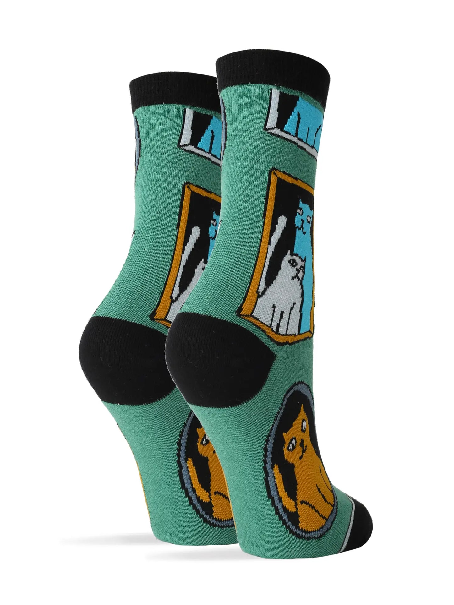 Oooh Yeah Socks - Cat Frames | Women's Cotton Crew Funny Socks