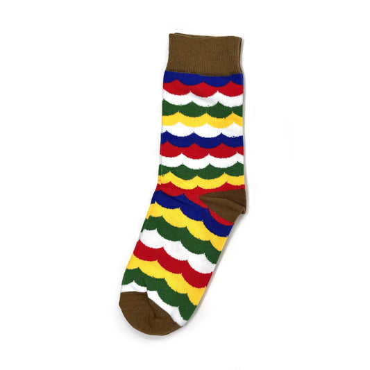 Rainbow Unicorn Birthday Surprise - Hugo Unisex Patterned Socks - Rainbow Scallop