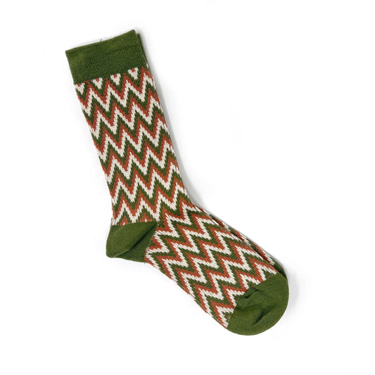 Rainbow Unicorn Birthday Surprise - Cozy Chevron & Houndstooth Charley Socks - Green