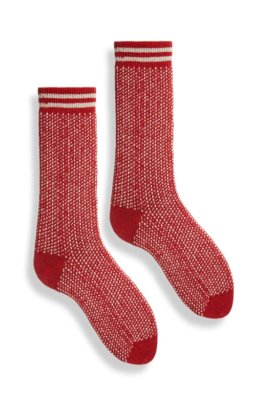 lisa b. - Men's nordic birdseye wool cashmere crew socks - Red