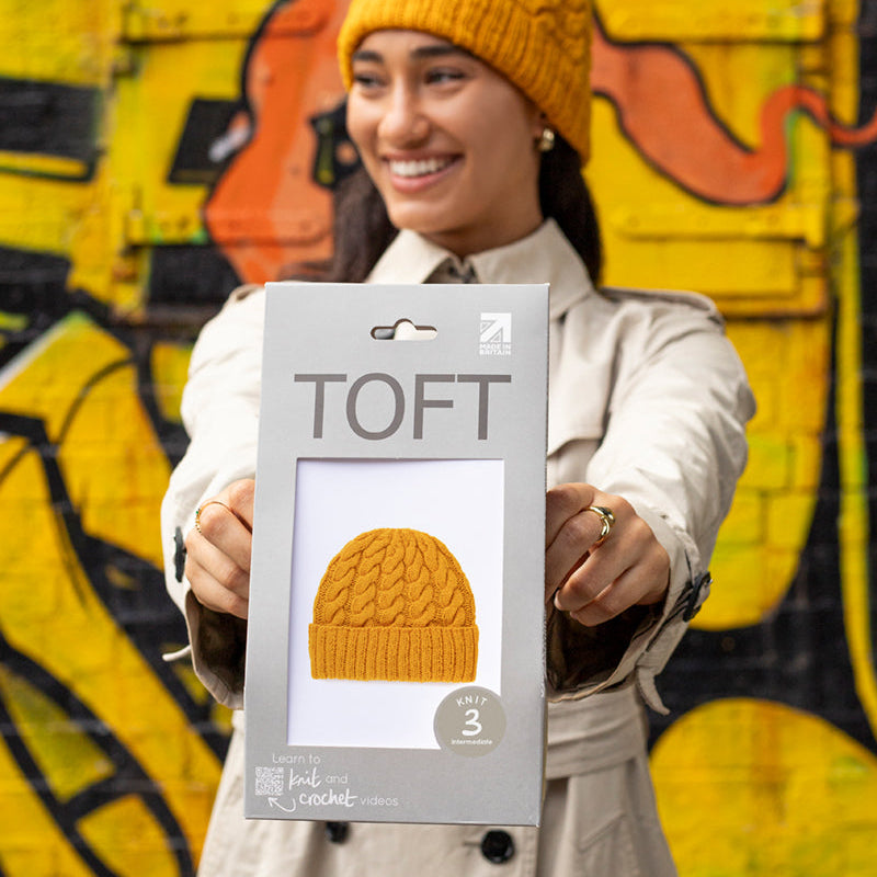 Toft Learn to Knit Cable Hat Kit - Yellow