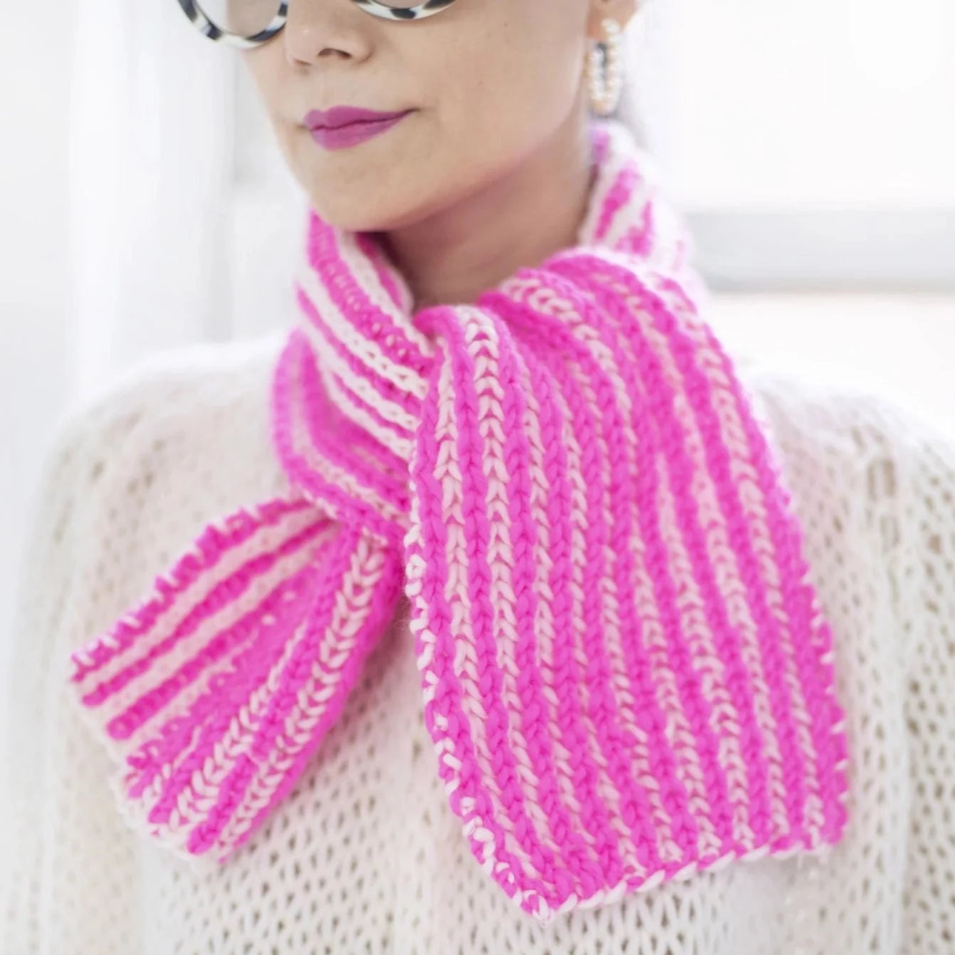 Learn to Knit a Two Color Brioche Scarf