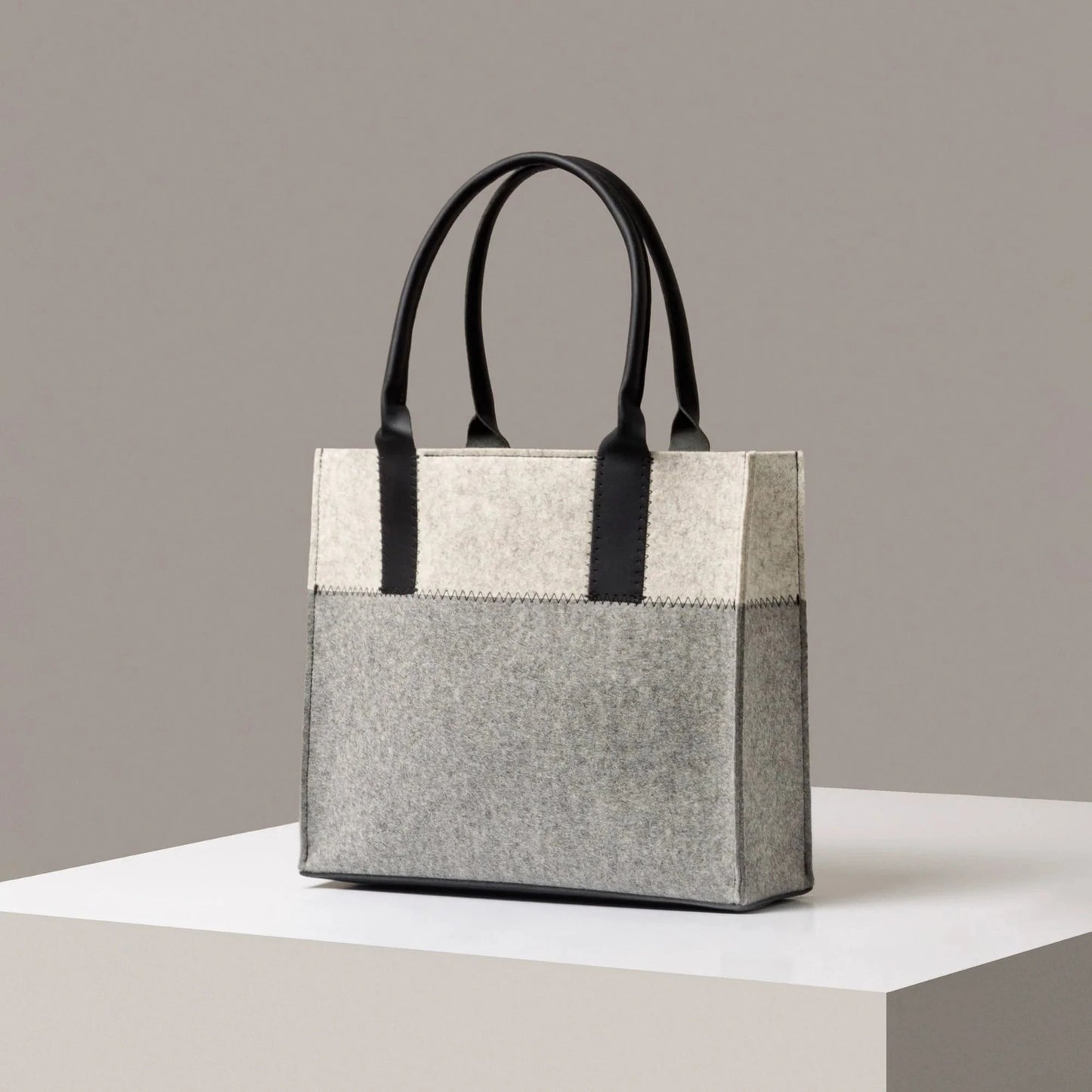 Granite & Heather White & Black Jaunt Merino Wool Tote